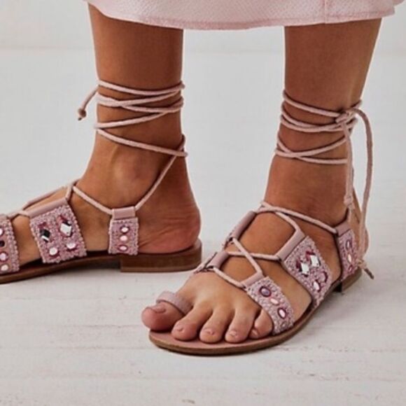 NWT Free People Mantra mirror pink sandals 8.5 - Picture 7 of 14